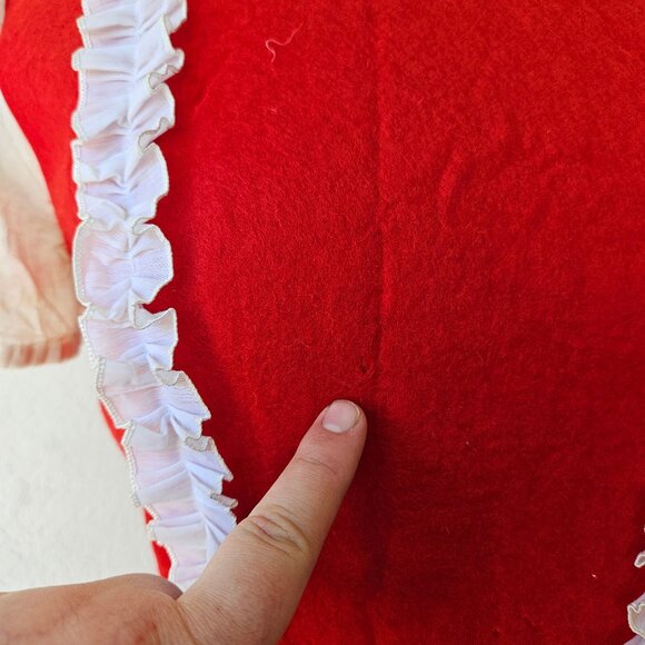 Vintage 40s 50s Red White Wool Felt Cheerleader Maid Costume Mini Dress S/M - Picture 5 of 13